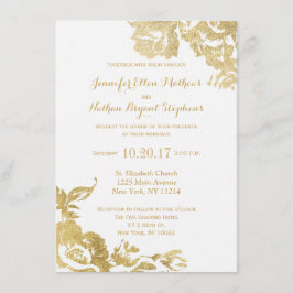 Invitación Elegante Boda Rosa simple y moderno Floral Gold