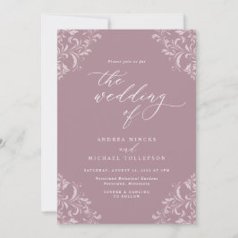 Invitación Elegante Boda Rosa Vintage Mauve Dusty