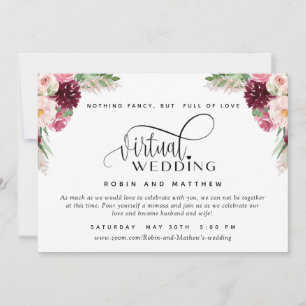 Invitación Elegante Boda rosa virtual de Rubor en Borgoña
