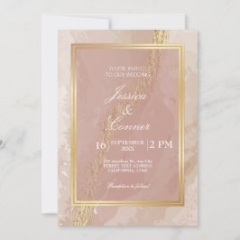 Invitación Elegante boda rosado Mármol de oro