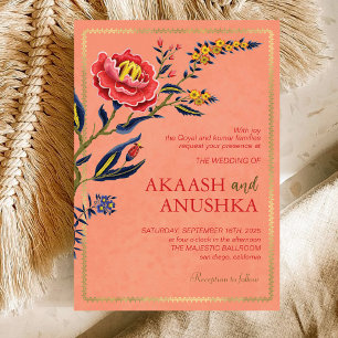Invitación Elegante Boda rosado Rubor de Flor silvestre india