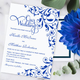 Invitación Elegante Boda Royal Blue Swirls