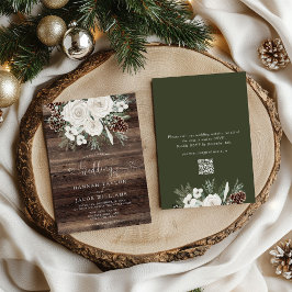 Invitación Elegante Boda RSVP de código QR de Pine de Inviern