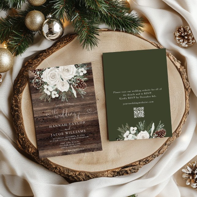 Invitación Elegante Boda RSVP de código QR de Pine de Inviern (Subido por el creador)