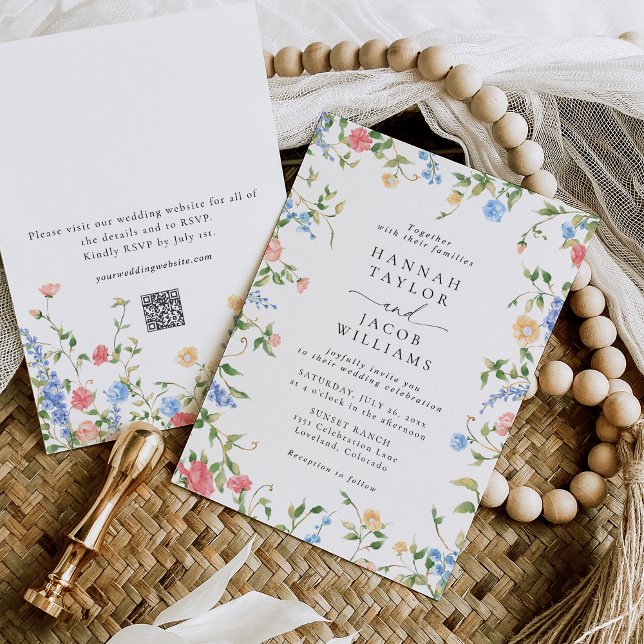Invitación Elegante Boda RSVP de código QR floral floral silv (Subido por el creador)