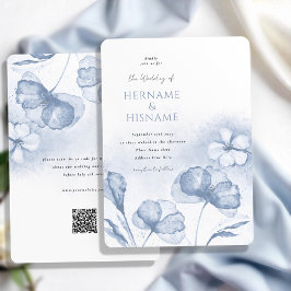 Invitación Elegante Boda RSVP de Floral Azul Dusty