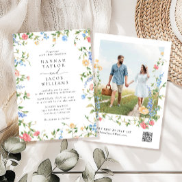 Invitación Elegante Boda RSVP de Foto de Flor silvestre Códig