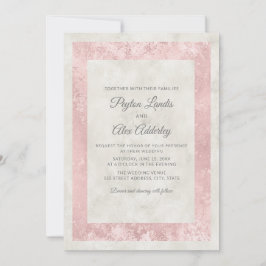 Invitación Elegante Boda Rubor de Crema de Marfil Rosa