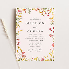 Invitación Elegante Boda Rubor de marco de flores silvestres 