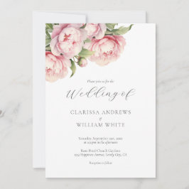 Invitación Elegante Boda Rubor Floral White Modern Script