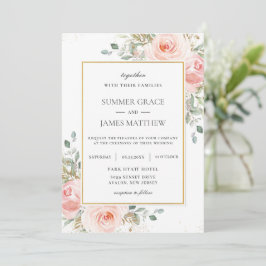 Invitación Elegante Boda Rubor Rosa Rosa Floral Gold Invi