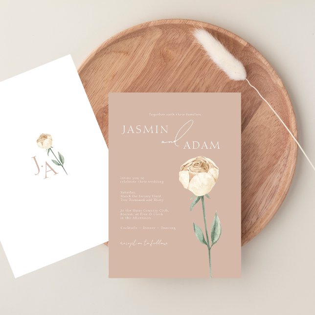 Invitación Elegante Boda Rubor Rosa Rosa Rosa Rosa Dorado Flo (Simple Elegant Blush Pink Rose Gold Floral Wedding Invitation)