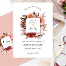 Invitación Elegante Boda Rubor, rosa y borgoñona floral