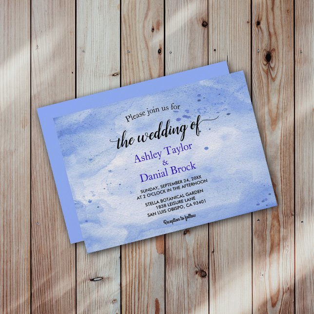 Invitación Elegante Boda ruso de acuarela de la Marina Azul (Subido por el creador)