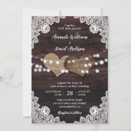 Invitación Elegante boda rústica de campo en madera