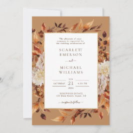 Invitación Elegante Boda Rústica de Hojas de Otoño