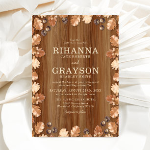 Invitación Elegante Boda Rústica de Otoño de Otoño