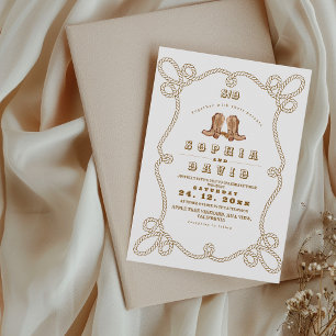 Invitación Elegante Boda Rústica Occidental