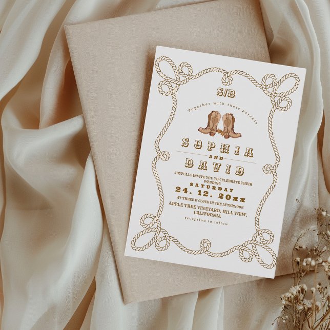 Invitación Elegante Boda Rústica Occidental  (Subido por el creador)