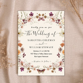 Invitación Elegante Boda Rústico Boho Wildflower Moderno