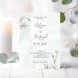 Invitación Elegante Boda Rústico De Adormidera Rosada