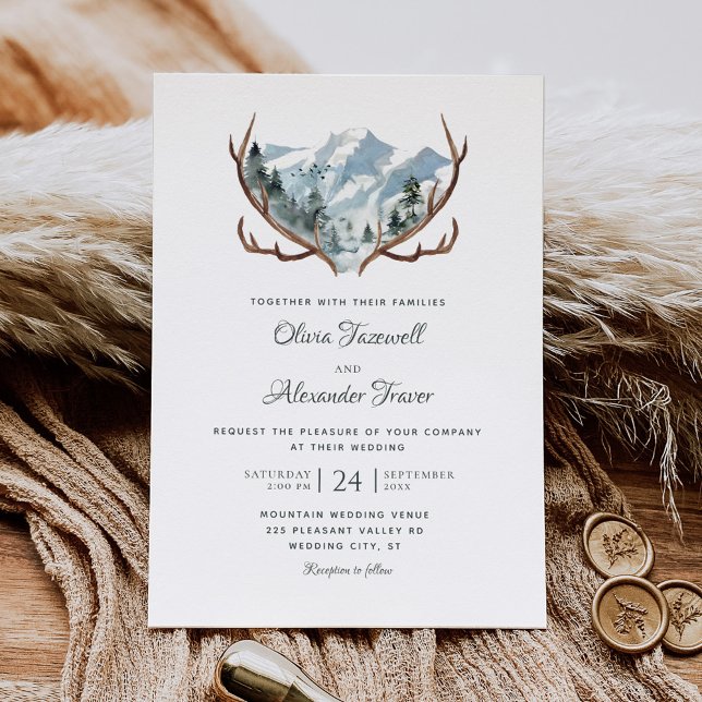 Invitación Elegante Boda Rústico de Antlers Mountain (Subido por el creador)