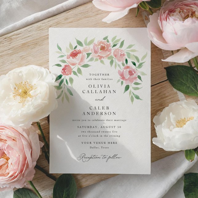 Invitación Elegante Boda Rústico De Arco Floral Rosa (Subido por el creador)