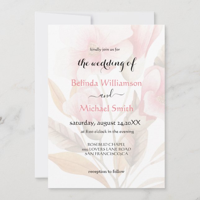 Invitación Elegante Boda rústico de Boho Floral (Anverso)