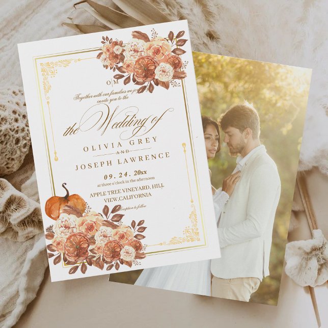 Invitación Elegante Boda Rústico de Boho Floral de Terracota  (Subido por el creador)