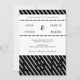 Invitación Elegante Boda Rústico De Color Negro Y Sombra De L