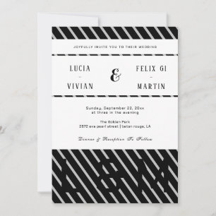 Invitación Elegante Boda Rústico De Color Negro Y Sombra De L