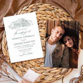 Invitación Elegante Boda Rústico de fotografía del Green Barn