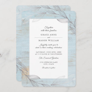 Invitación Elegante Boda rústico de hojas botánicas plateadas