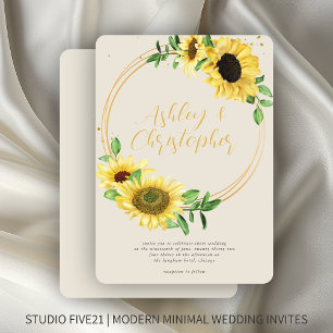 Invitación Elegante Boda Rústico De Hueso De Girasol