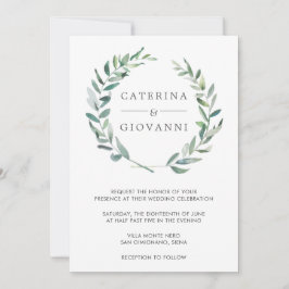 Invitación Elegante Boda Rústico de la Vegetación Wreath