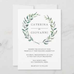 Invitación Elegante Boda Rústico de la Vegetación Wreath