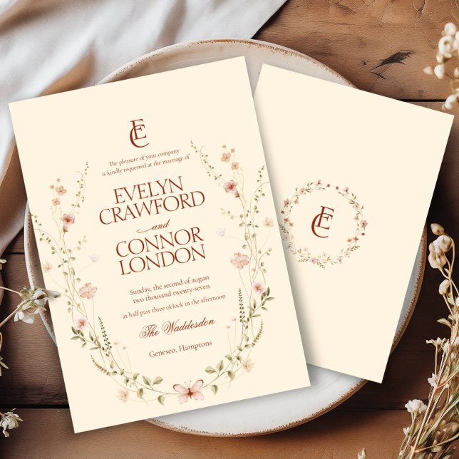 Invitación Elegante Boda Rústico del Monograma Rococó (Subido por el creador)