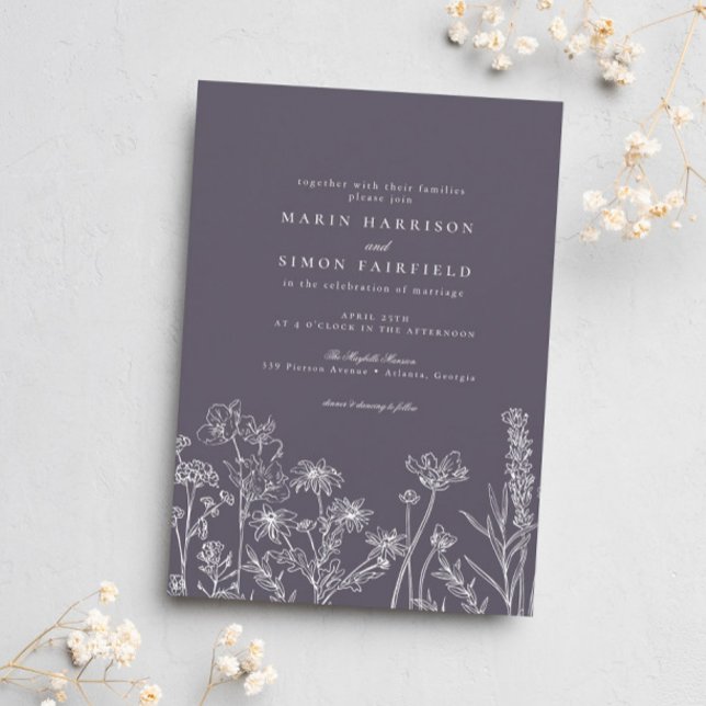 Invitación Elegante Boda Rústico Dusty Purple Wildflower (Subido por el creador)