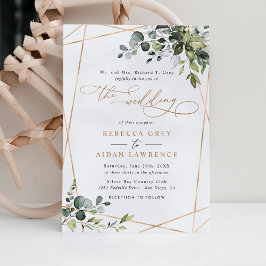 Invitación Elegante Boda Rústico Eucalyptus Greenery Gold