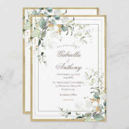 Invitación Elegante Boda Rústico Eucalyptus Greenery Gold