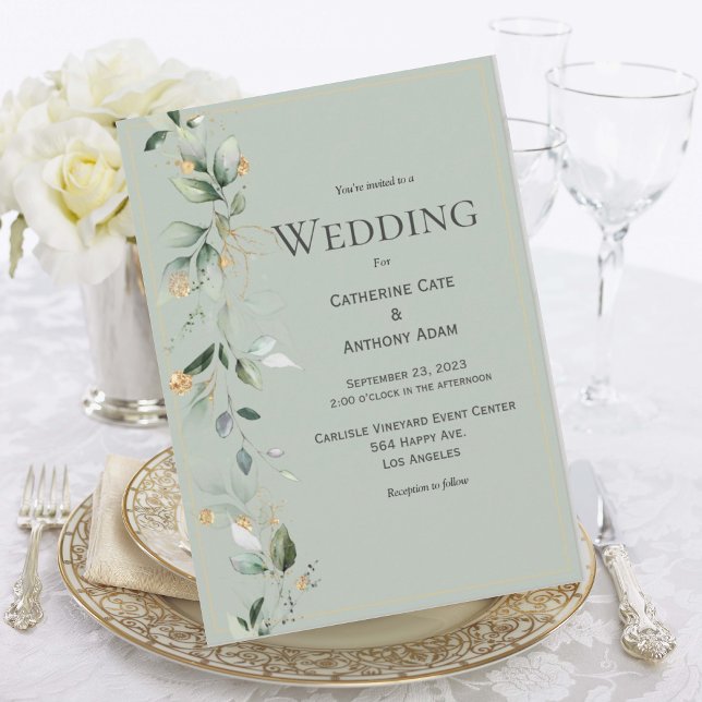Invitación Elegante Boda Rústico Eucalyptus Sage Green Gold (Subido por el creador)