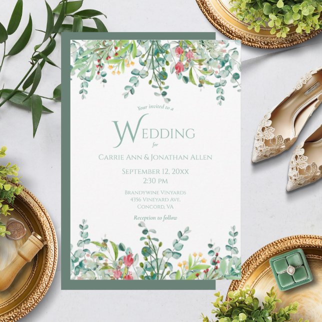 Invitación Elegante Boda Rústico Eucalyptus Watercolor (Subido por el creador)