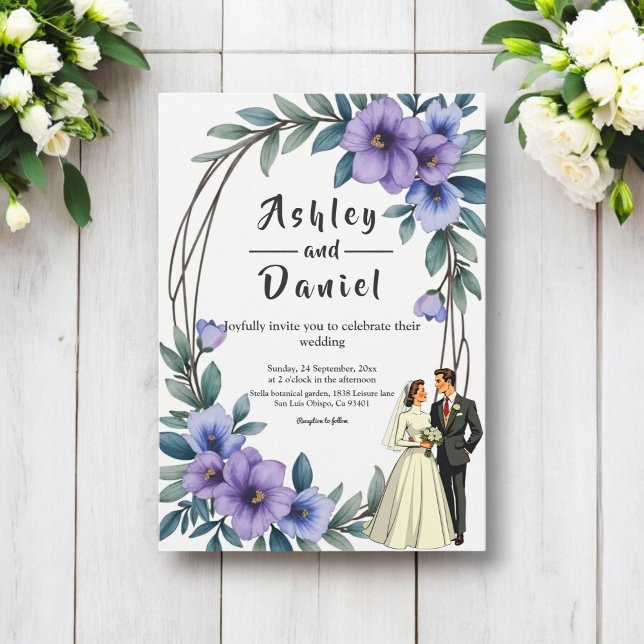 Invitación Elegante Boda Rústico Floral Wreath Bride Groom (Subido por el creador)