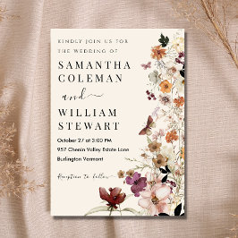 Invitación Elegante Boda rústico moderno de Boho Wildflower