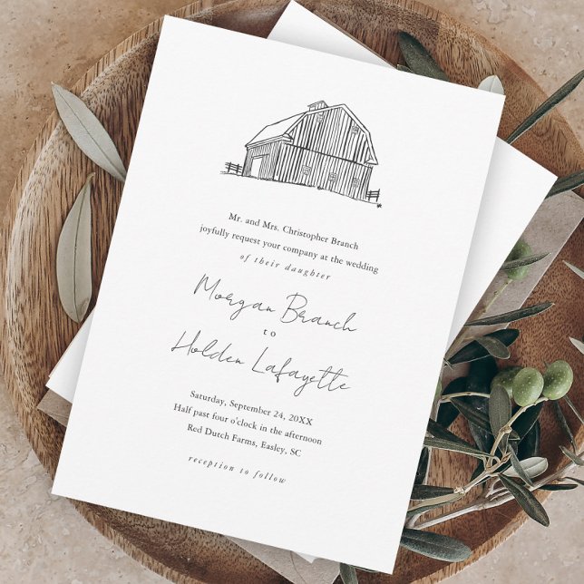 Invitación Elegante Boda Rústico Negro y Blanco (Subido por el creador)