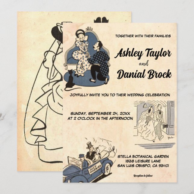 Invitación Elegante Boda Rústico Retro Elegante (Anverso / Reverso)