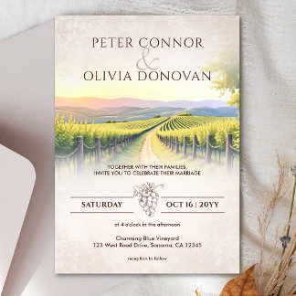 Invitación Elegante Boda Rústico Romántico del Viñedo