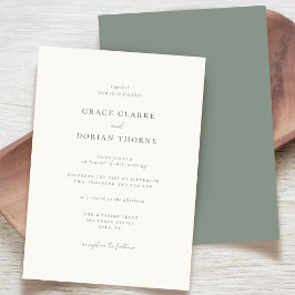 Invitación Elegante Boda Rústico Sage Verde Neutral Simple