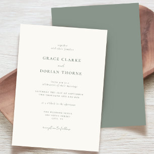Invitación Elegante Boda Rústico Sage Verde Neutral Simple