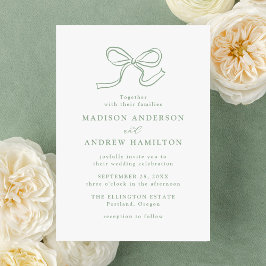 Invitación Elegante Boda Sage Green Bow